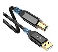 sweguard Printer Cable 3M, USB-A to USB-B Cable, High Speed Nylon Braided Scanner Printer Cord for HP Canon Dell Epson Brother Lexmark Xerox Samsung Piano DAC & More-Black