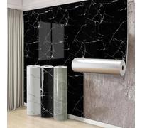Swehooirt 3 Roll Self Adhesive Thermal Wallpaper 2.3mm Thick Black Marble Vinyl Peel and Stick Wallpaper for Bad Cold Walls Insulating Wall Covering Roll Waterproof Damp Proof Kitchen Bathroom