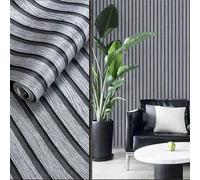Swehooirt Wood Slat Wallpaper Dark Grey Modern Oak Grain Wallpaper Wooden Slats Wall Panel for Walls Wood Effect Stripe Wall Panelling Wallpapers for Bedroom Living Room Hallway