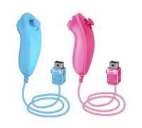 SWeien Nunchuck Controller, 2 Pack Nunchuck Controller Replacement for wii Nunchuck Controller Joystick Gamepad, Compatible with Nintendo Wii & Wii U Console（Pink + Blue）