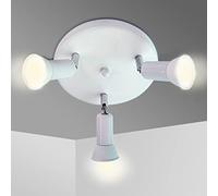 Sweier 3 Way White Ceiling Spotlight with Swivel Head, Round Ceiling Light for Kitchen, Living Room and Bedroom, (Including 3 LED 5W GU10 Spotlights) Warm White 3000K