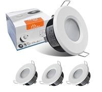 Sweier 4 Pack IP65 Waterproof Recessed Downlights GU10 - Bathroom & Kitchen Ceiling Spotlights, Die-Cast Aluminum Anti-Glare, 68mm Cut-Out, Matte White Finish In U10 lamp Holder(Bulbs Excluded)