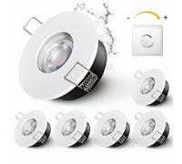 Sweier 6-Pack Dimmable LED Recessed Spotlights GU10 5W IP65 Waterproof - 3000K Warm White, 70mm Cutout, Die-Cast Aluminium Downlights for Bathroom & Living Room