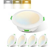 Sweier 7W Ultra-Slim LED Recessed Ceiling Lights, 600LM Dimmable Downlights, Adjustable CCT 3000K/4000K/6000K, IP44 Bathroom Spotlights for Kitchen & Living Room, 5 Pack
