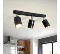 Sweier Adjustable 3 Way GU10 Ceiling Spotlight, 3x5W Ceiling Light Bar Warm White 3000K, Indoor Wall Spotlight Matte Black, for Kitchen, Bedroom, Hallway, GU10 Bulb Included