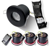 Sweier Fire Rated Can Downlights 5W 3000K Warm White IP65 Dimmable Black Recessed Black Ceiling Spotlights for 70mm Hole, 220V-240V Pack of 4
