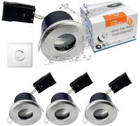 Sweier Fire Rated Downlights for Ceiling IP65 Dimmable 5W 6000K Cool White Recessed Satin Nickel Ceiling Lights for Bathrooms 70mm Hole 220V-240V Pack of 4