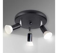 Sweier LED Ceiling Light GU10, 5W Rotatable 3 Way Black Spotlight 6000k Cool White for Kitchen, Living Room