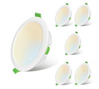 Sweier LED Downlight 7W Recessed Ceiling Lights Dimmable IP44 Spotlights 3 Adjustable Colors 3000K/4000K/6000K for Bathroom, Kitchen, Living Room 6 Pack