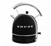 SWEISS Vintage KTL9 electric kettle 1.8L, practical compact stainless steel 2200W, fast boiling, visible and graduated water level, automatic shut-off, 360° base, black