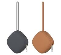 Swelive 2 Pack Silicone Pacifier Holder Case, Portable Pacifier Case For Diaper Bag, BPA Free Newborn Baby Pacifiers Silicone Pouch For Boys & Girls (Clay+Dark Grey)