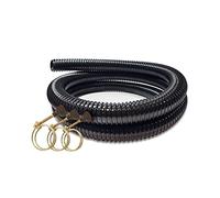 Swell Anti Kink Corrugated Flexible Pond Hose Pipe for Pond Pumps and Filters 5m with 3 Hose Clips (25mm Internal Diameter)