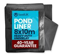 Swell Pond Liner 8X10M With Heavy Duty Underlay - 40-Year Guarantee For Garden, Fish & Koi Ponds