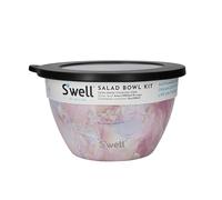 S'well Salad Bowl Kit, Geode Rose 1.9L - Salad Lunch Box with Condiment Container and Removable Tray, 20.800 x 19.100 x 11.700