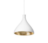 Swell Single Pendant Medium White/ Brass