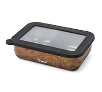 S'well Stainless Steel Bento Box, Teakwood, Fits One Large Entree Or Small Entree And Snack, Includes Removable Divider, Leakproof, Easy to Clean, Dishwasher Safe
