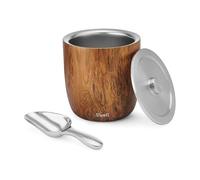 S'well Stainless Steel Ice Bucket XL, 100oz, Teakwood, Includes Lid And Scoop, Triple Layered Vacuum Insulated Container Keeps Ice Colder for Longer, BPA Free Barware