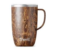 S'well Stainless Steel Travel Mug with Handle - 16oz - Teakwood - Triple-Layered Vacuum-Insulated Container Designed to Keep Drinks Cold for 10 Hours and Hot for 3 - BPA-Free Water Bottle