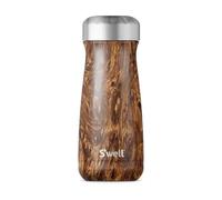 S'well Traveler Drinks Bottle, Teakwood, 470ml. Vacuum-Insulated Travel Bottle Keeps Drinks Cold and Hot - BPA-Free Stainless Steel Water Bottle