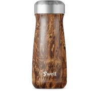 S'well Traveler Drinks Bottle, Teakwood, 470ml. Vacuum-Insulated Travel Bottle Keeps Drinks Cold and Hot - BPA-Free Stainless Steel Water Bottle