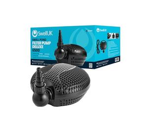 Swell UK Deluxe 6500lph Pond Pump. Black, Plastic, Garden Fish Pond, 6500Lph, 3-Year Guarantee