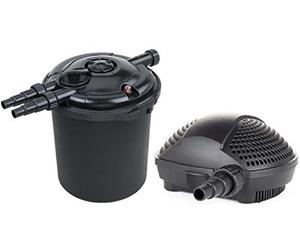 Swell UK Pond Bio Pressure Filter Deluxe 12,000 and 7,500 Pump Set for Koi/Fish Pond | Strainer Casing and Biological & Mechanical Media for Premium Filtration