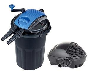 Swell UK Pressure Filter Premium 15,000 and 7,500 Pump Set with Biological & Mechanical Media | UV Clarifier for Crystal Clear Water | Submersible Pump with Strainer Cage & 10m Cable