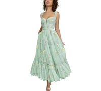 SWEMILE Flower Embroidery Tulle Prom Dresses for Women Sweetheart Neck Formal Evening Party Gowns Light Green