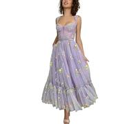 SWEMILE Flower Embroidery Tulle Prom Dresses for Women Sweetheart Neck Formal Evening Party Gowns Purple