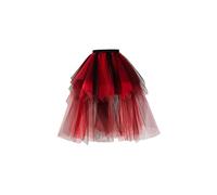 SWEMILE High Low Tulle Skirt for Women 80's Tutu Skirt Layered Tulle Petticoat Halloween Tutu Festival Skirt Black Red