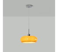 SWEMOPP 11" Milk Glass Pendant Light Mid Century Modern Orange Glass Ceiling Hanging Lamp Drum Shade Vintage Gold Chrome Farmhouse Vintage Chandelier For Kitchen Island Dining Room Foyer
