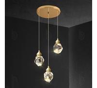 SWEMOPP 3 Lights Cube Crystal Pendant Light Modern Cluster Chandelier For Dining Room Over Table Nordic Gold Round Long Linear LED Teardrop Ceiling Hanging Lamp For Kitchen Island Restaurant Bar