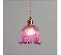 SWEMOPP Antique Flower Glass Pendant Light for Kitchen Island Sink Modern Farmhouse Floral Ceiling Hanging Lamp Nordic Small Chandelier Fixture for Dining Room Bedroom, Clear Amber Purple Glass