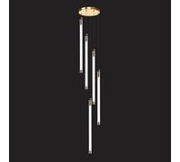 SWEMOPP Large Gold Entryway Chandelier for Foyer Staircase High Ceilings Long Tube Linear Hanging Pendant Light Black Farmhouse Modern LED Linear Chandelier for Living Room Dining Table Hall