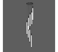 SWEMOPP Large Gold Entryway Chandelier For Foyer Staircase High Ceilings Long Tube Linear Hanging Pendant Light Black Farmhouse Modern LED Linear Chandelier For Living Room Dining Table Hall