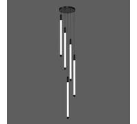 SWEMOPP Large Gold Entryway Chandelier For Foyer Staircase High Ceilings Long Tube Linear Hanging Pendant Light Black Farmhouse Modern LED Linear Chandelier For Living Room Dining Table Hall