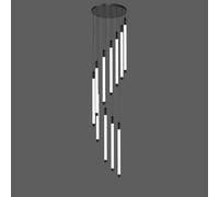 SWEMOPP Large Gold Entryway Chandelier for Foyer Staircase High Ceilings Long Tube Linear Hanging Pendant Light Black Farmhouse Modern LED Linear Chandelier for Living Room Dining Table Hall