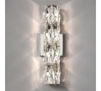 SWEMOPP Long Crystal Wall Sconces Chrome Crystal Wall Lights For Living Room Bedroom Luxury Linear Bathroom Vanity Light Fixtures Nordic Modern Bedside Wall Mount Lamp For Living Room Hallway