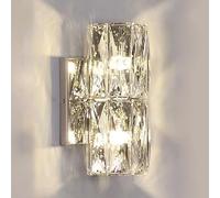 SWEMOPP Long Crystal Wall Sconces Chrome Crystal Wall Lights For Living Room Bedroom Luxury Linear Bathroom Vanity Light Fixtures Nordic Modern Bedside Wall Mount Lamp For Living Room Hallway