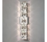SWEMOPP Long Crystal Wall Sconces Chrome Crystal Wall Lights for Living Room Bedroom Luxury Linear Bathroom Vanity Light Fixtures Nordic Modern Bedside Wall Mount Lamp for Living Room Hallway