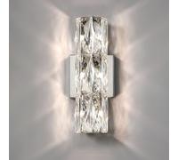 SWEMOPP Long Crystal Wall Sconces Chrome Crystal Wall Lights For Living Room Bedroom Luxury Linear Bathroom Vanity Light Fixtures Nordic Modern Bedside Wall Mount Lamp For Living Room Hallway