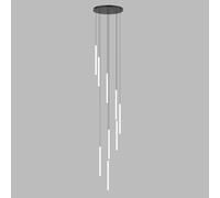 SWEMOPP Modern Long Chandeliers for High Ceilings Remote Entryway Farmhouse Black Dimmable LED Foyer Chandelier White Linear Pendant Light Ceiling Hanging Lamp for Staircase Living Room Hall