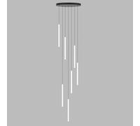 SWEMOPP Modern Long Chandeliers for High Ceilings Remote Entryway Farmhouse Black Dimmable LED Foyer Chandelier White Linear Pendant Light Ceiling Hanging Lamp for Staircase Living Room Hall