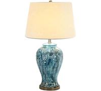 SWEMOPP Teal Ceramic Table Lamp Blue Pottery Jar Tabletop Coastal Table Lamp in Navy Blue for Living Room Large Bedroom Nightstand Lamp Green Nordic Modern Desk Lamp for Bedside Study Entry Office