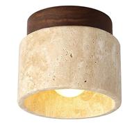 SWEMOPP Wood Marble Stone Ceiling Light Mid Century Modern Semi Flush Ceiling Light Small Hallway Ceiling Light Vintage Farmhouse Close To Ceiling Lamp For Entry Porch Corridor Balcony Staircase