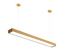 SWEMOPP Wooden Linear Pendant Light Fixture for Kitchen Island Industrial Long Strip LED Chandelier Farmhouse Rustic Vintage Ceiling Hanging Lamp for Dining Room Restaurant Bar, 3200K Warm Light