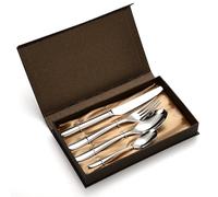 SWENEEN 4/16/24/32/40/48 Piece 304 Stainless Steel Knife, Fork, Spoon, Egg-shaped Handle, Black Gift Box,Silver,48 Piece for 12