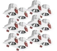 SWENEEN 6 Pcs Double Head Downlight Baffle Trim Aluminum Square LED Grille Light Adjustable Angle Eyeball Retrofit Spotlight,12w*2,3000K