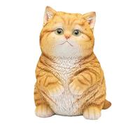 SWENEEN Garden Cat Statue, Cute Funny Fat Cat Lawn Art Sculptures for Living Room Bookcase Desk Planter, Home Animal Ornaments,Orange,Orange