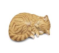 SWENEEN Garden Cat Statue, Sleeping Tabby Realistic Pet Memorial Resin Sculptures Gift for Cat Lovers, Art Figurine Decoration for Indoor Outdoor Home Decor 8.2" L,Orange,Orange